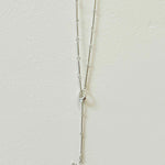 Long sterling silver bar-link lariat necklace with toggle charm, 54cm