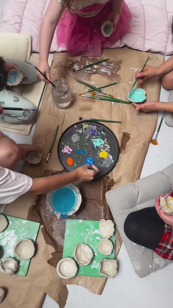 Clay with Chandler Events at EVAMAIA in Studio City, California - young kids painting their pottery