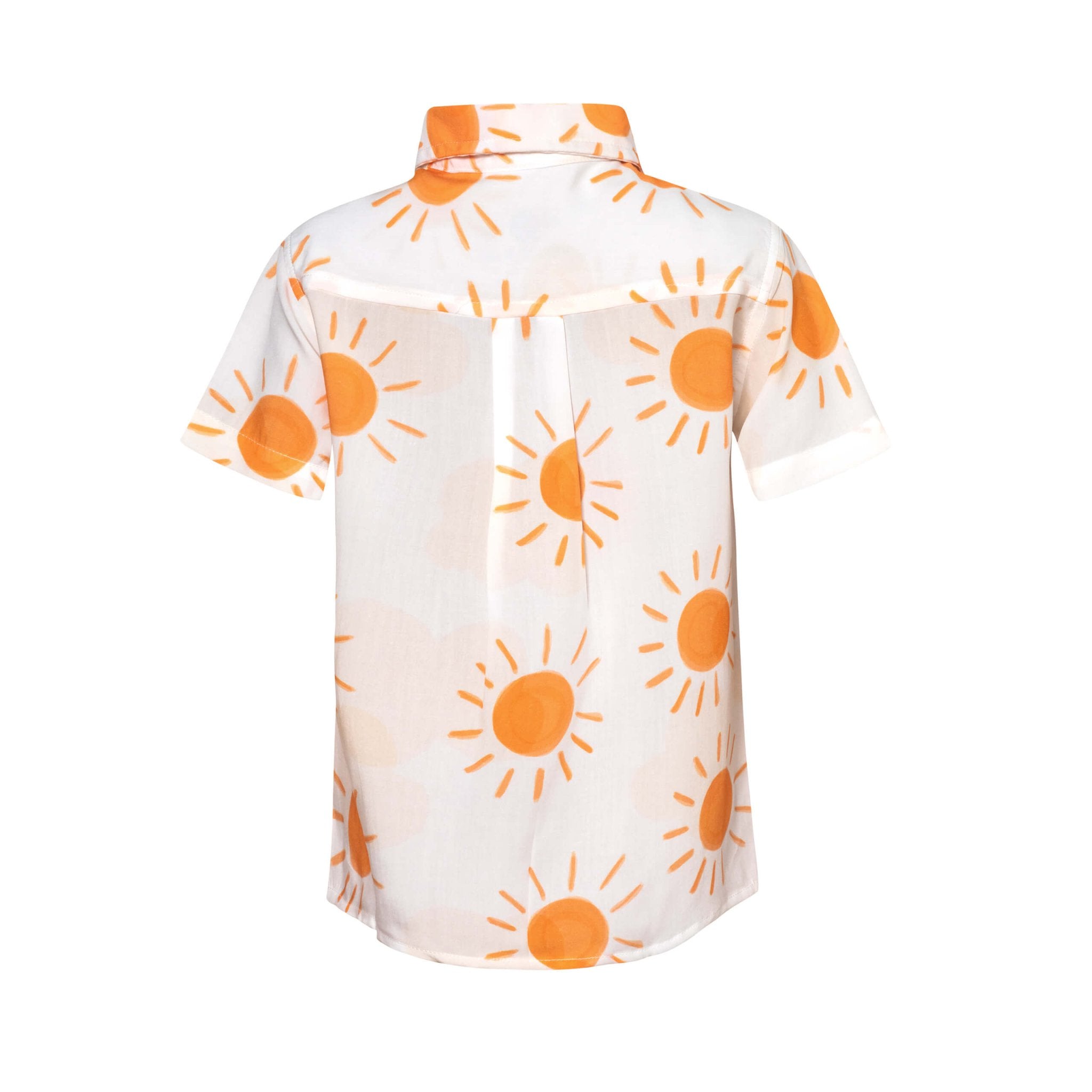 back of white sun shine shirt against a white background 