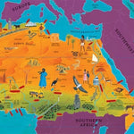 A page from the 'Barefoot Books World Atlas' featuring an illustration of Northern Africa.