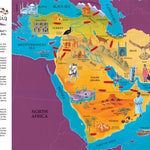 A page from the 'Barefoot Books World Atlas' featuring an illustration Southwest Asia and written information about that part of the continent.