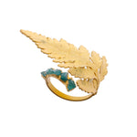 Adjustable Fern Ring with Raw Emerald Detail - EVAMAIA