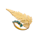 Adjustable Fern Ring with Raw Emerald Detail - EVAMAIA