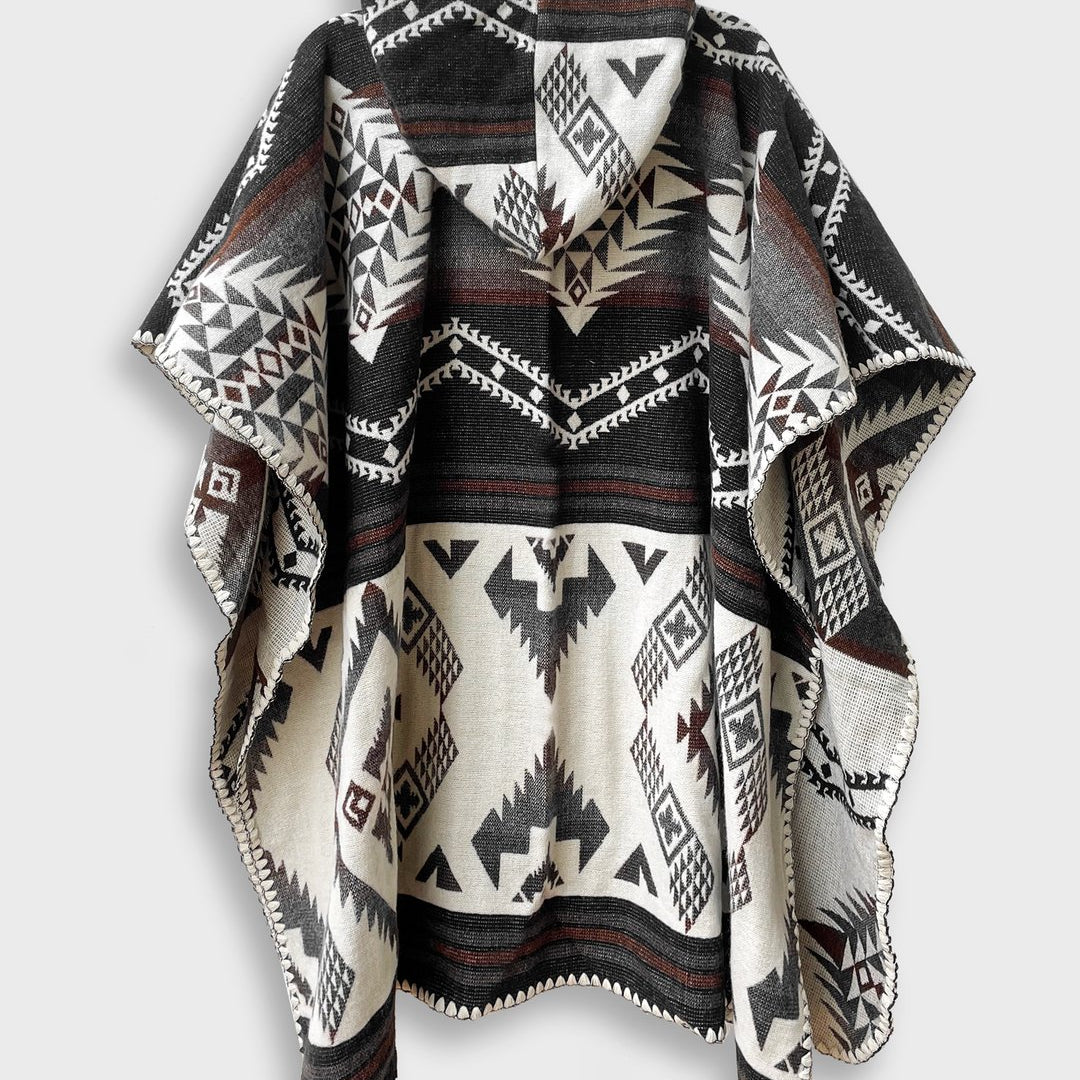 Back of Arizona Poncho with Hood on a plain white background.