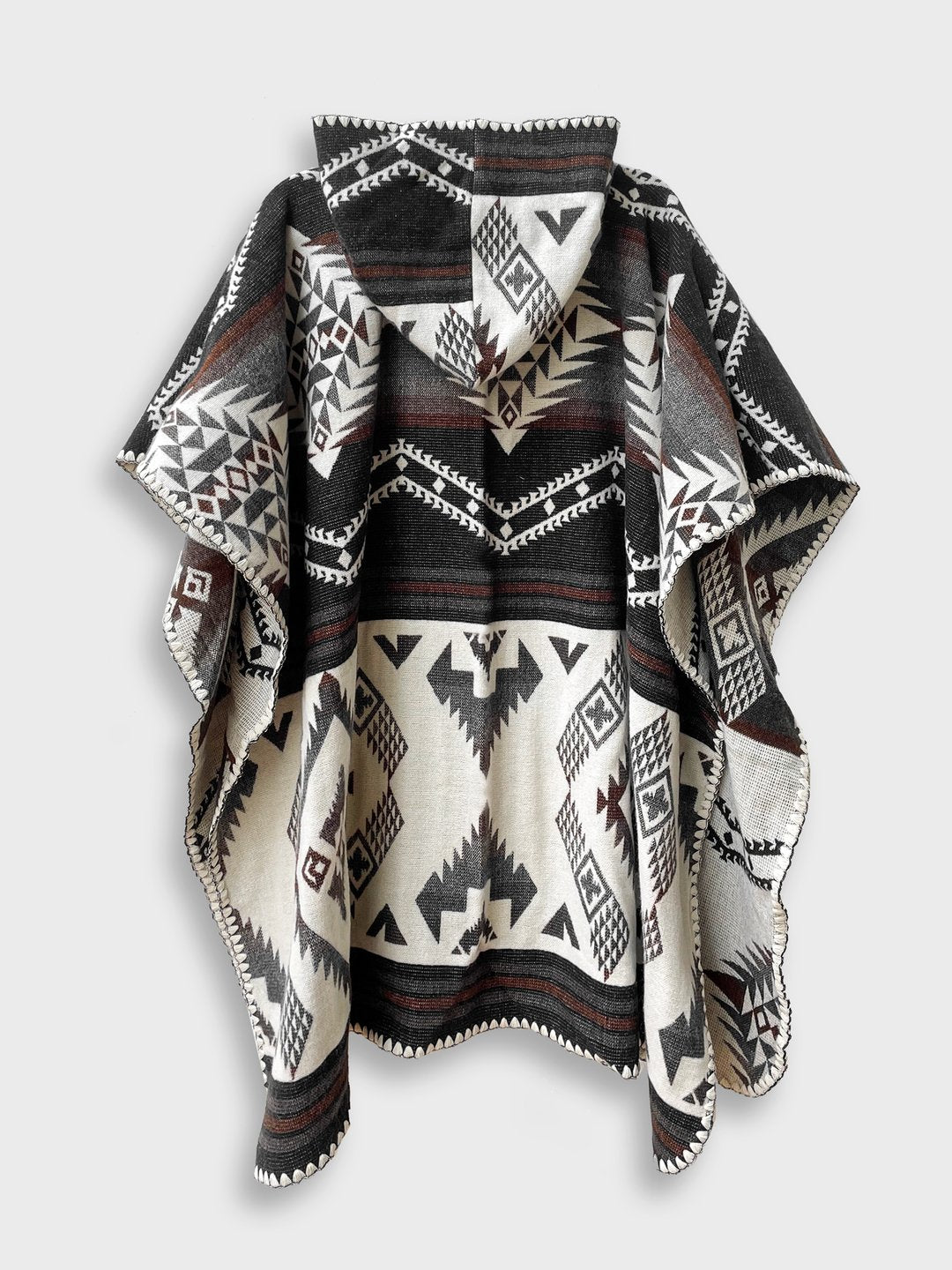 Back of Arizona Poncho with Hood on a plain white background.