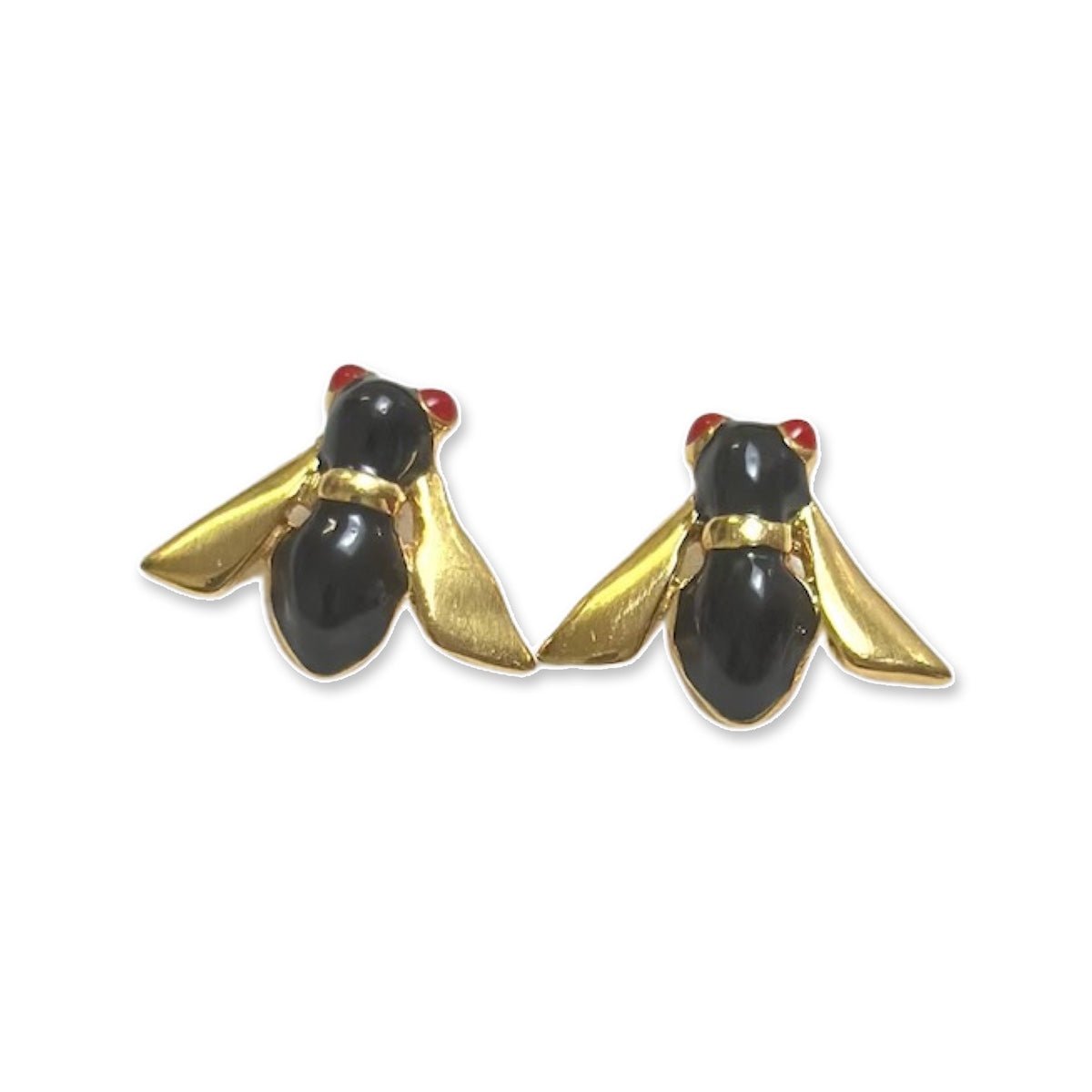 Black Bee Earrings on a white background