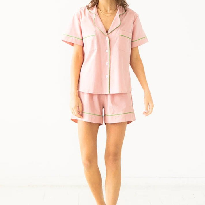 Classic Shorties Pajamas Set in Woven Cotton - EVAMAIA