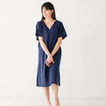 Classic Woven "Lino" Kaftan in Black - EVAMAIA