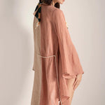 Color Block Kimono Shirt in Linen - EVAMAIA