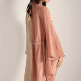 Color Block Kimono Shirt in Linen - EVAMAIA
