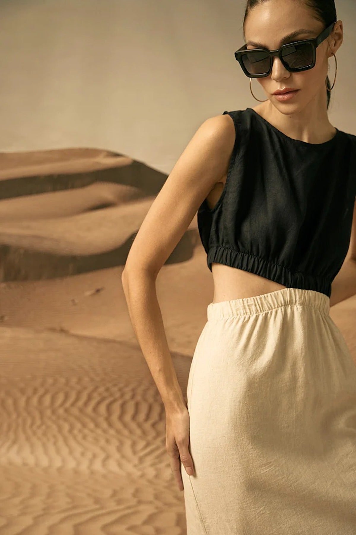 Color Block Side Cutout Dress - EVAMAIA