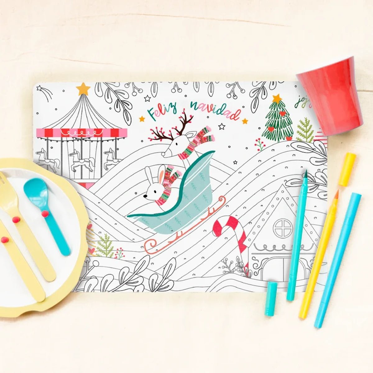 Coloring Placemat & Markers Kit - EVAMAIA