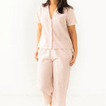 Cropped Button Down-High Waisted Striped Capri Set - EVAMAIA