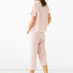 Cropped Button Down-High Waisted Striped Capri Set - EVAMAIA