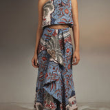 model wearing dorotea pampa skirt with on plain background