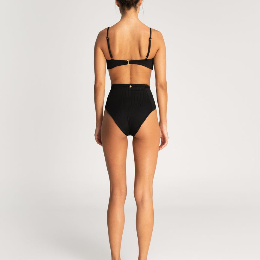 Francis Black High Waisted Bikini Bottom - EVAMAIA