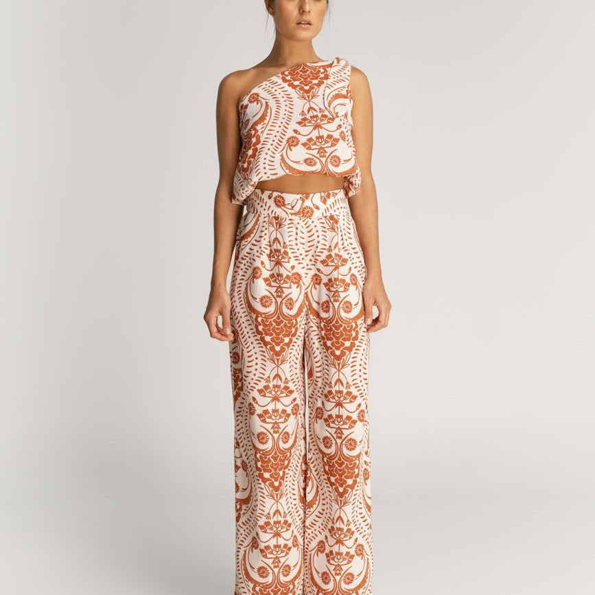 Gigi Copper One Shoulder Blouse - EVAMAIA