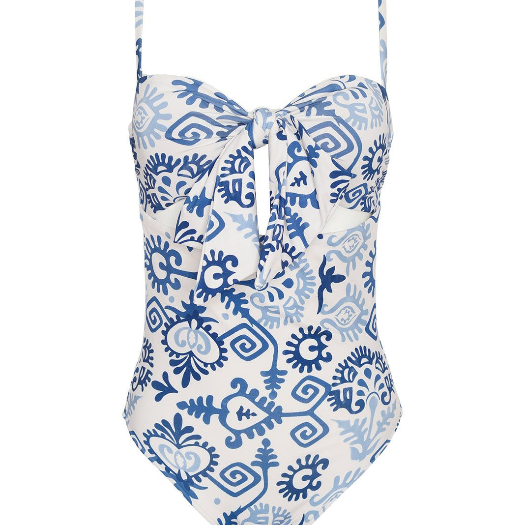 Giorgia Lena One Piece with Tie Front Detail - EVAMAIA