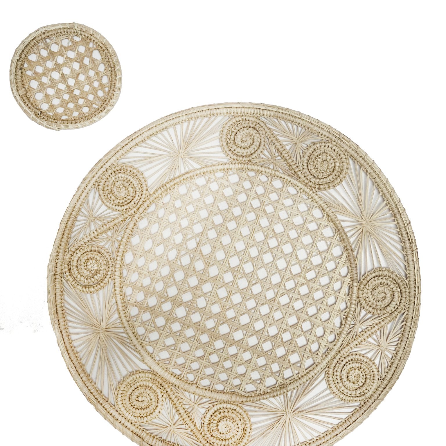 Handmade Raffia Placemat and Coaster Set of 6 - EVAMAIA