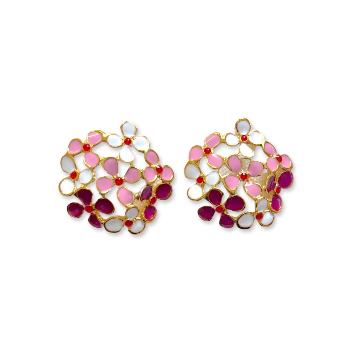 Hydrangea Earrings on a white background