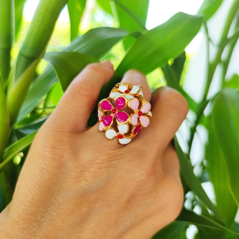 Woman modeling Hydrangea Ring