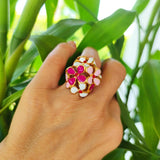 Woman modeling Hydrangea Ring