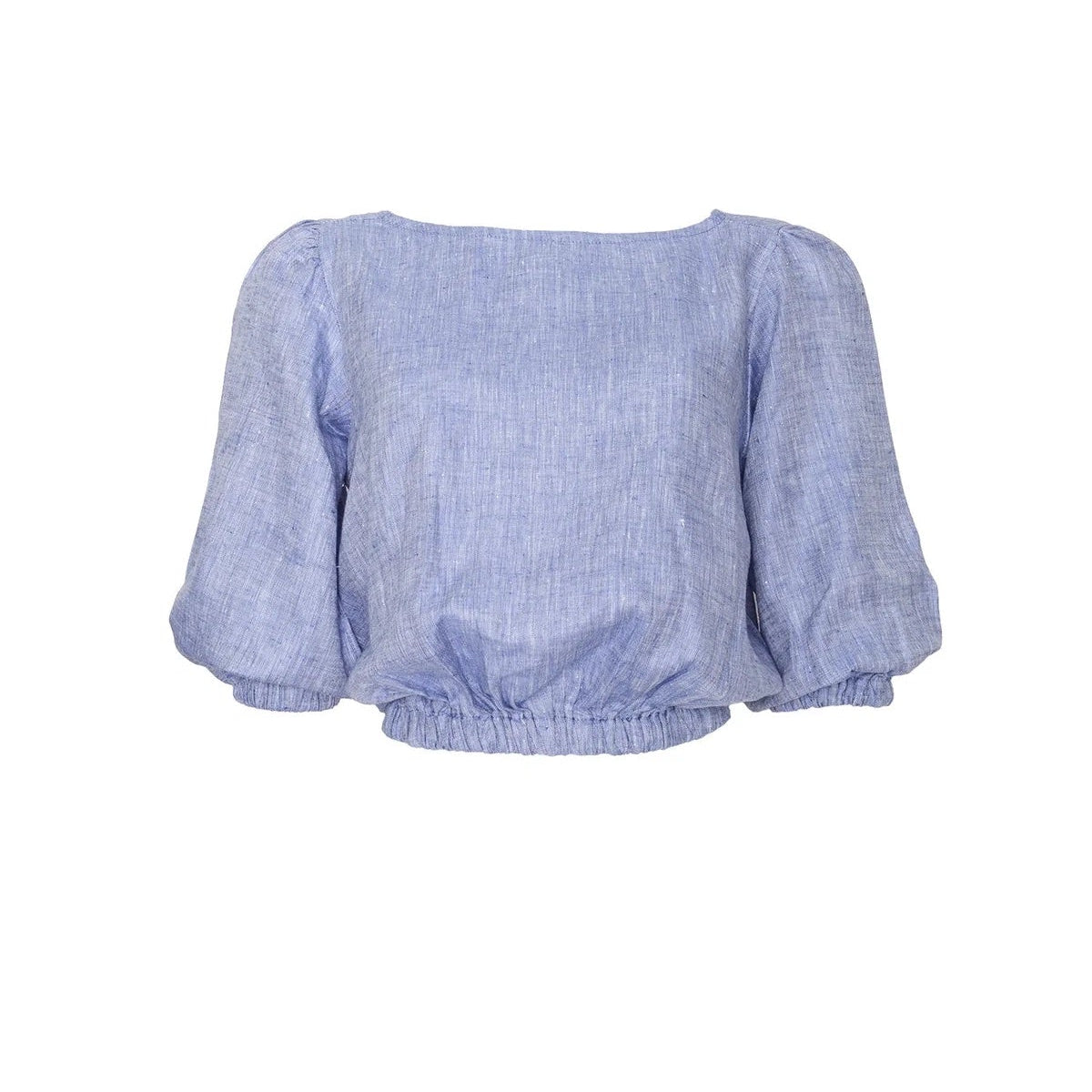 Ivette Sky Blue Hemp Blouse - EVAMAIA