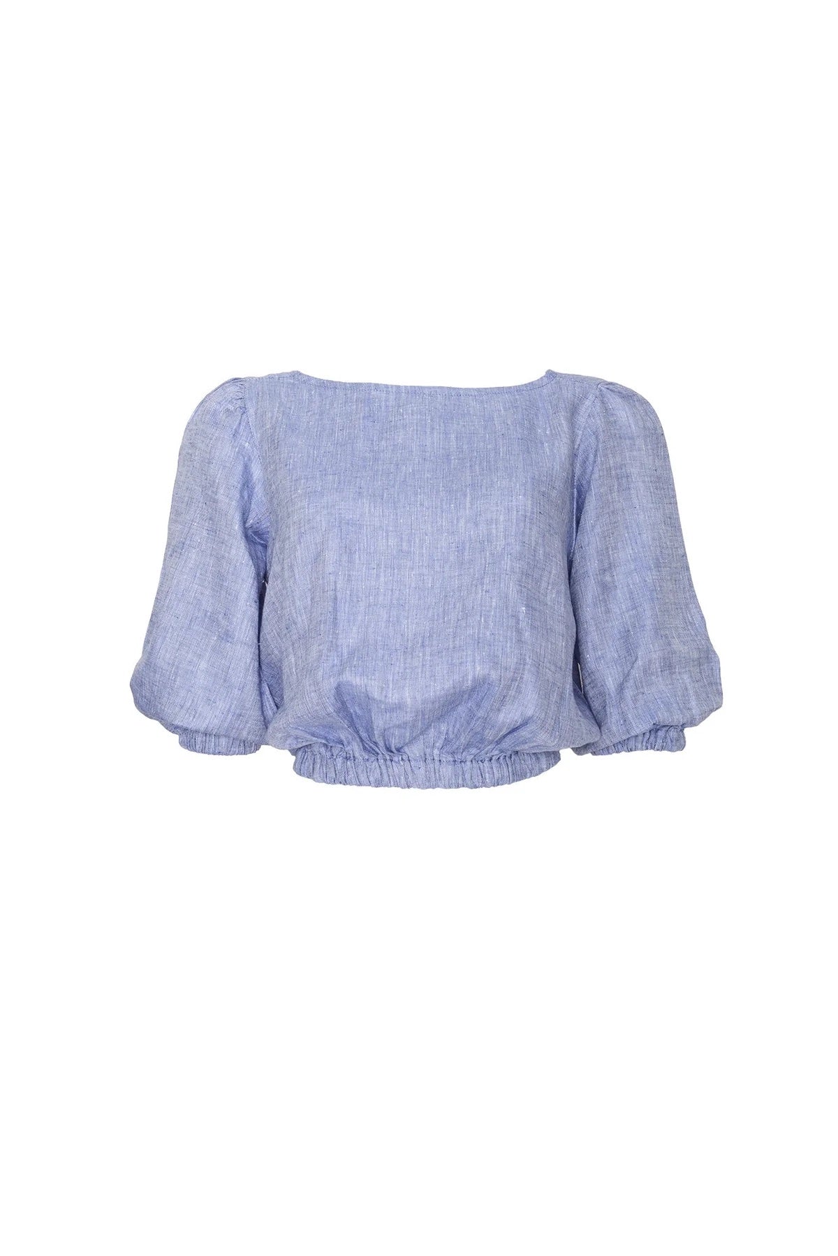 Ivette Sky Blue Hemp Blouse - EVAMAIA