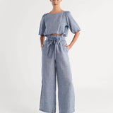 Ivette Sky Blue Hemp Blouse - EVAMAIA