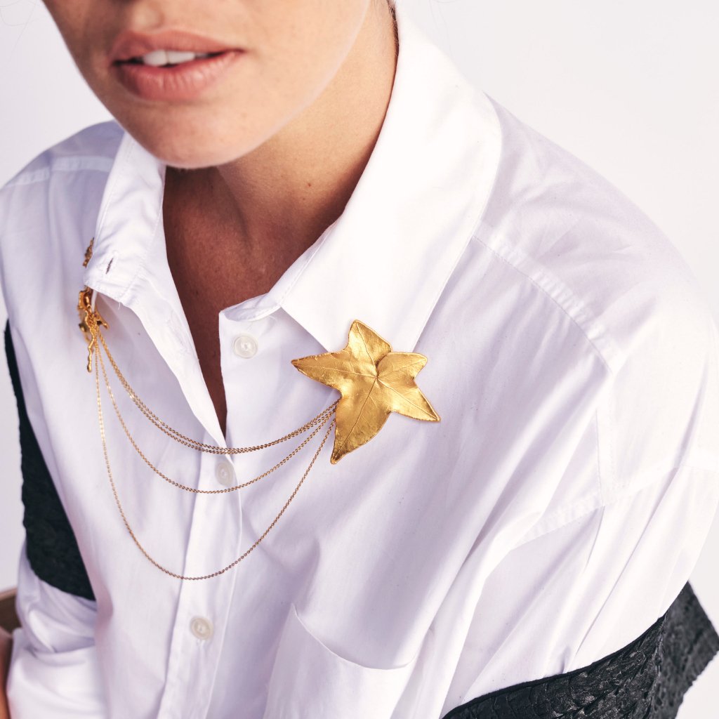 Ivy Leaf Clips with Removable Gold Chains - EVAMAIA