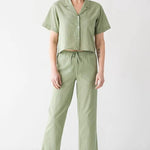 Sea Grass Lino Cropped Shirt