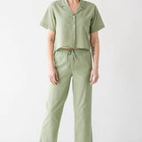 Sea Grass Lino Cropped Shirt