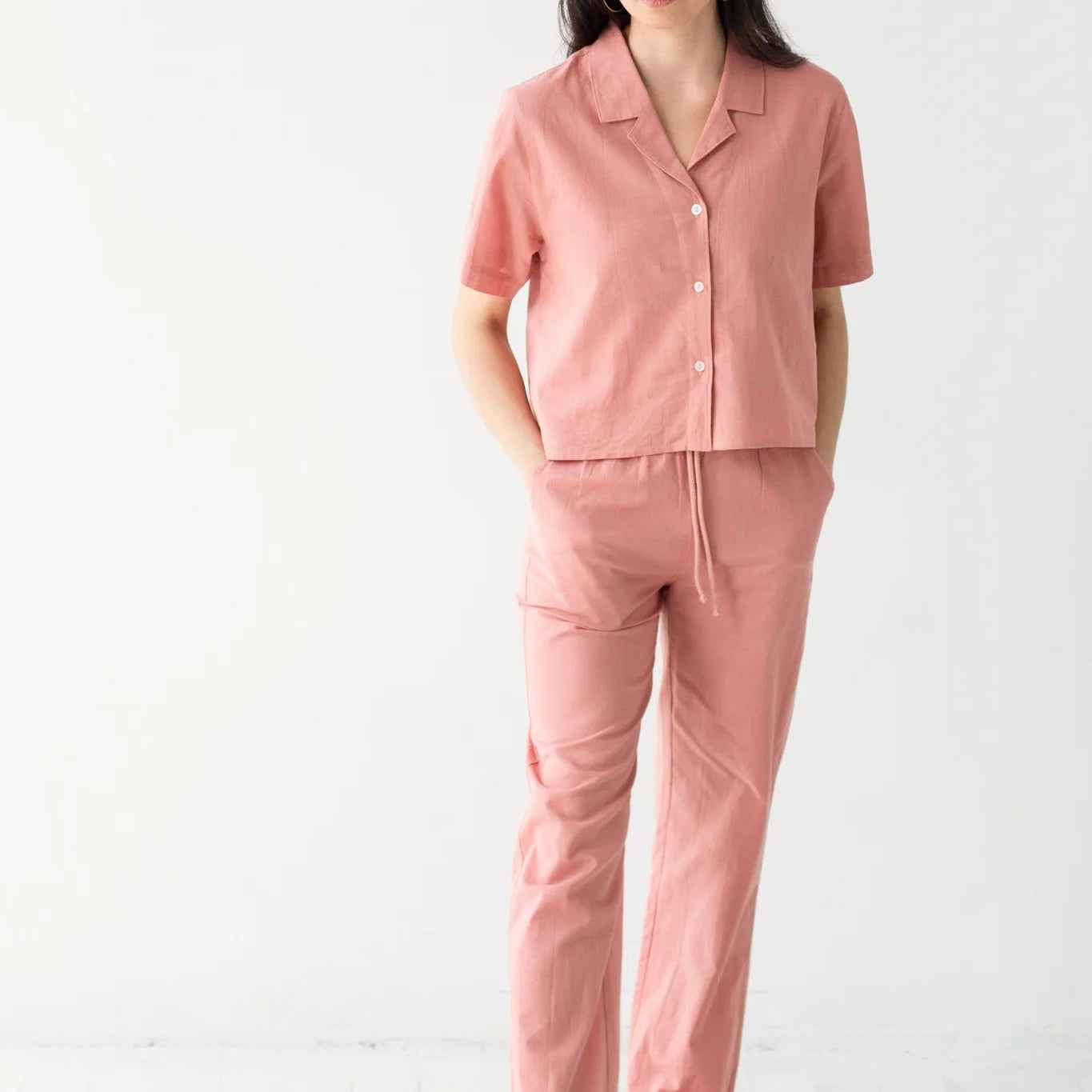 Lino Cropped Button Down Shirt - EVAMAIA