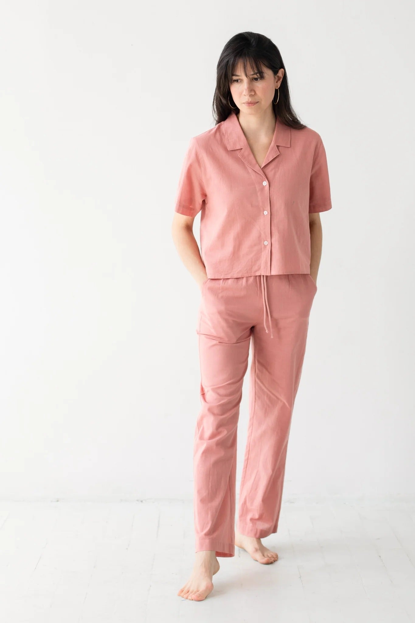 Lino Cropped Button Down Shirt - EVAMAIA