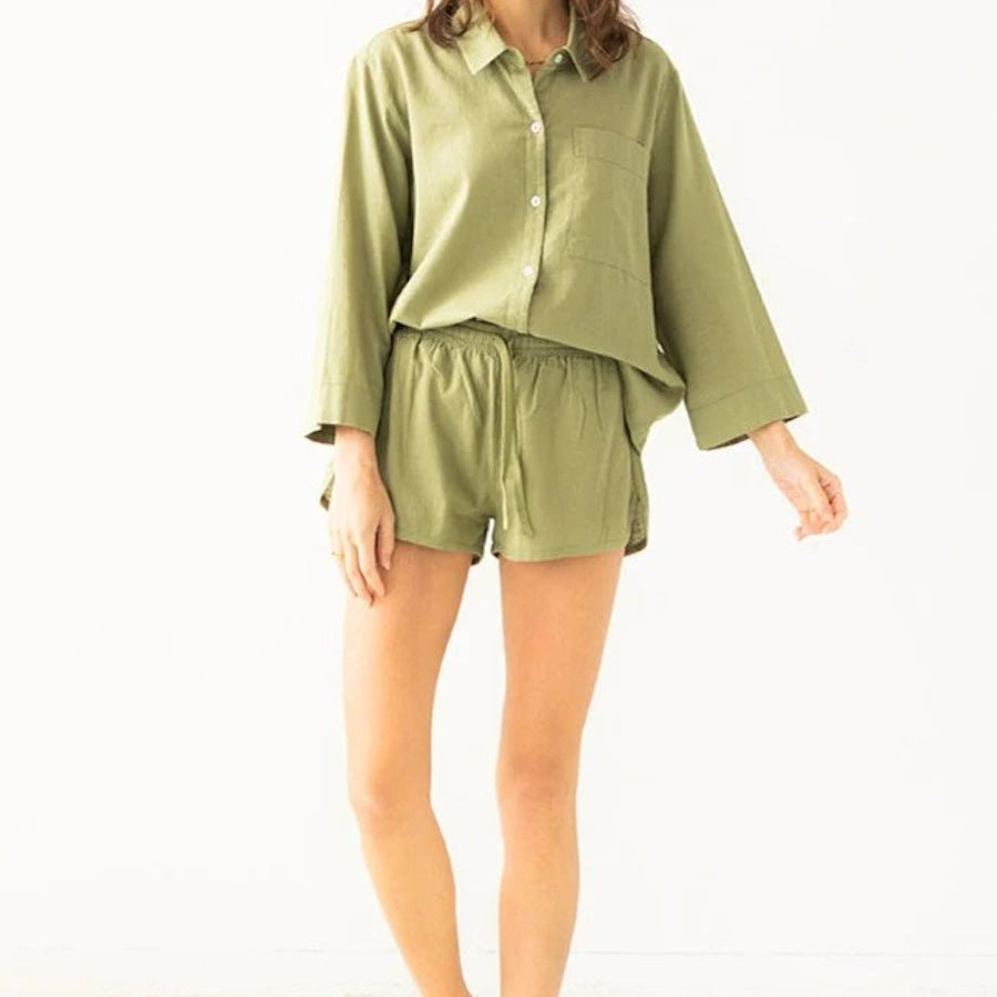 Lino Oversized Button Down Shirt - EVAMAIA