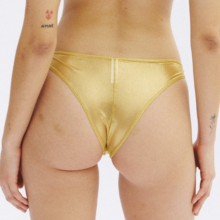 Golden soft and sheer lingerie bottom by Mai Petit. 