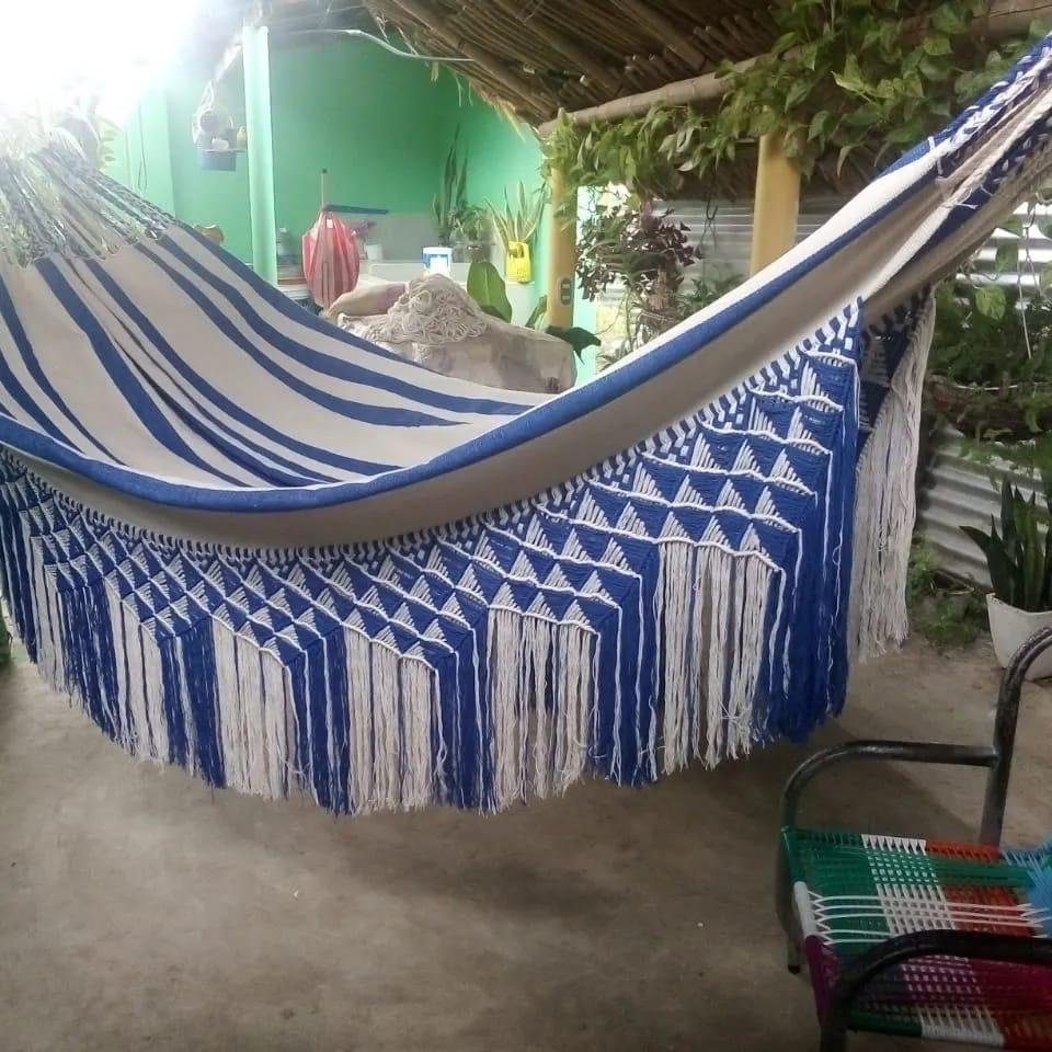 Blue Macrame Hammock handmade