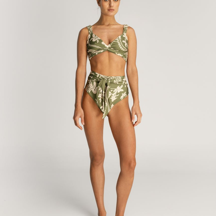 Magnolia Emerald High-Waist Bikini Bottom - EVAMAIA