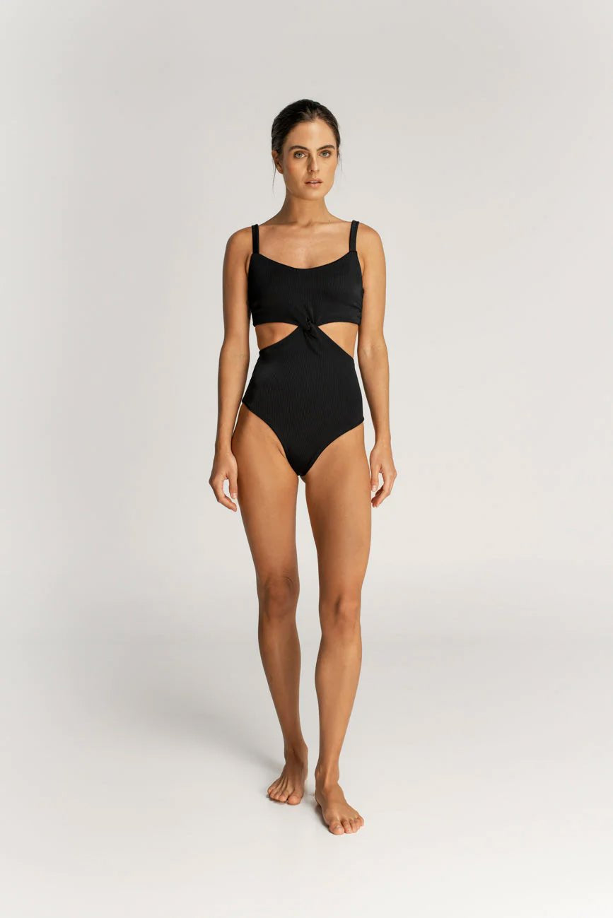 Model wearing Marcia Cutout One Piece Swimsuit in Black