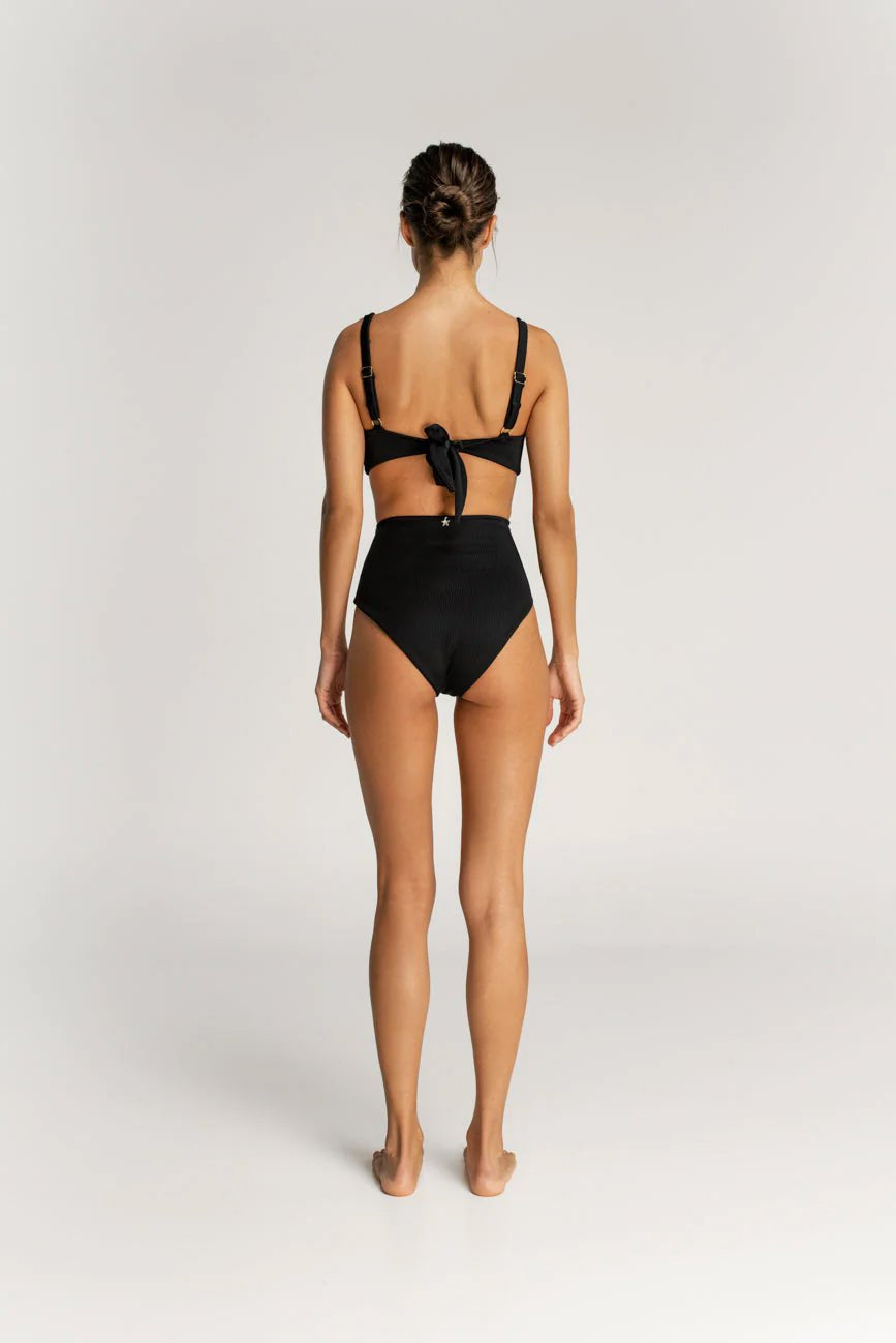Back of Model wearing Marcia Cutout One Piece Swimsuit in Black