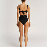 Back of Model wearing Marcia Cutout One Piece Swimsuit in Black