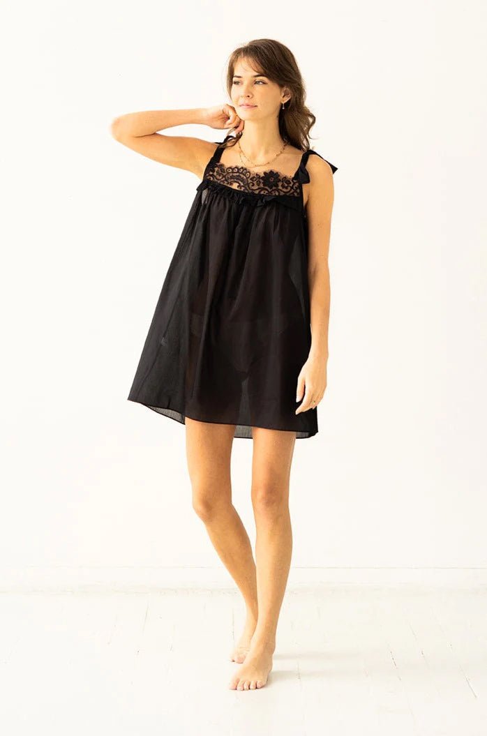 Marseille Night Gown in Silk and Cotton - EVAMAIA