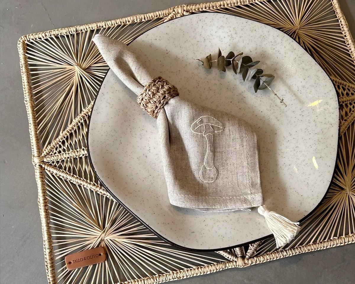 Mushroom Cloth Napkins - Set of 6 - EVAMAIA
