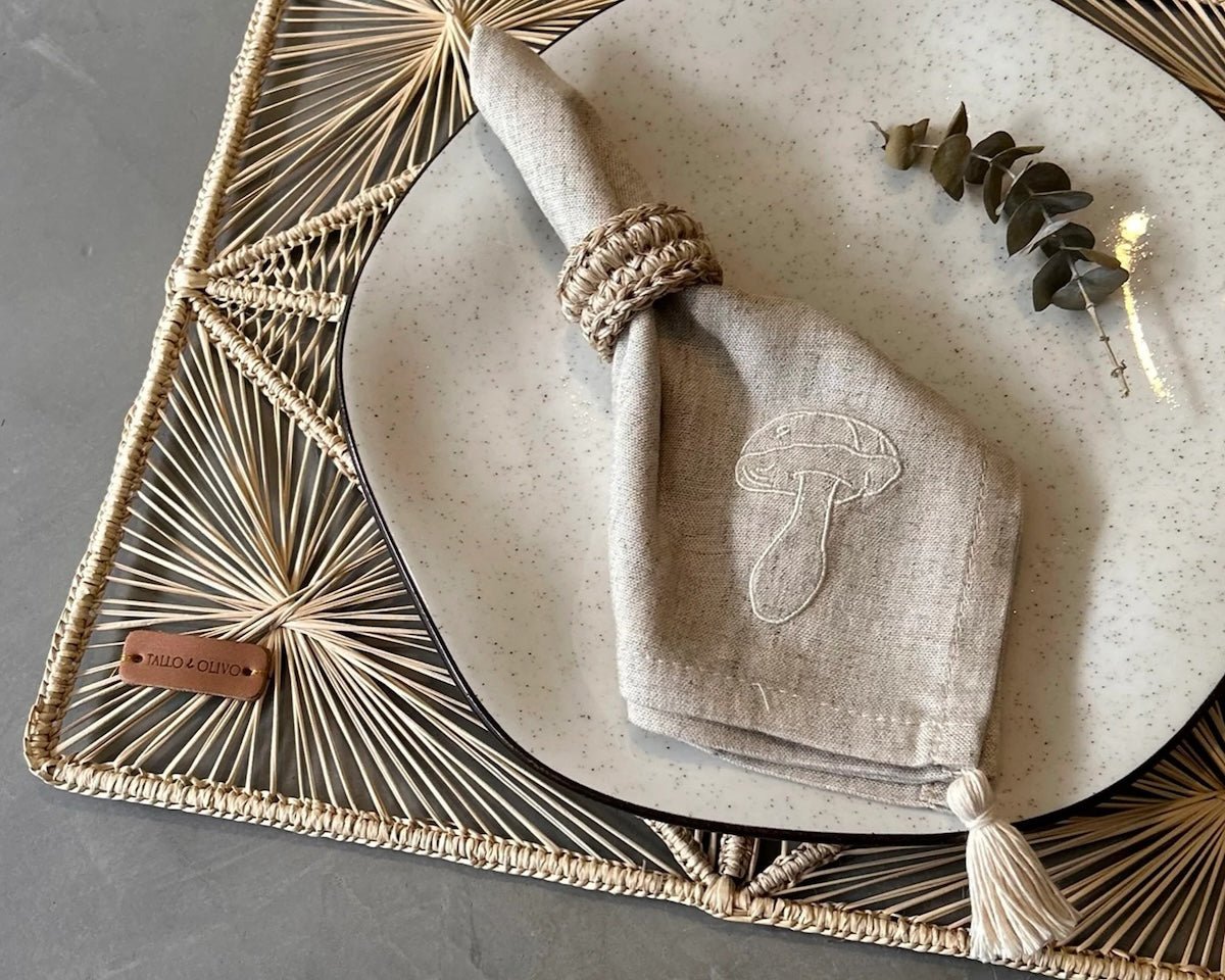 Mushroom Cloth Napkins - Set of 6 - EVAMAIA