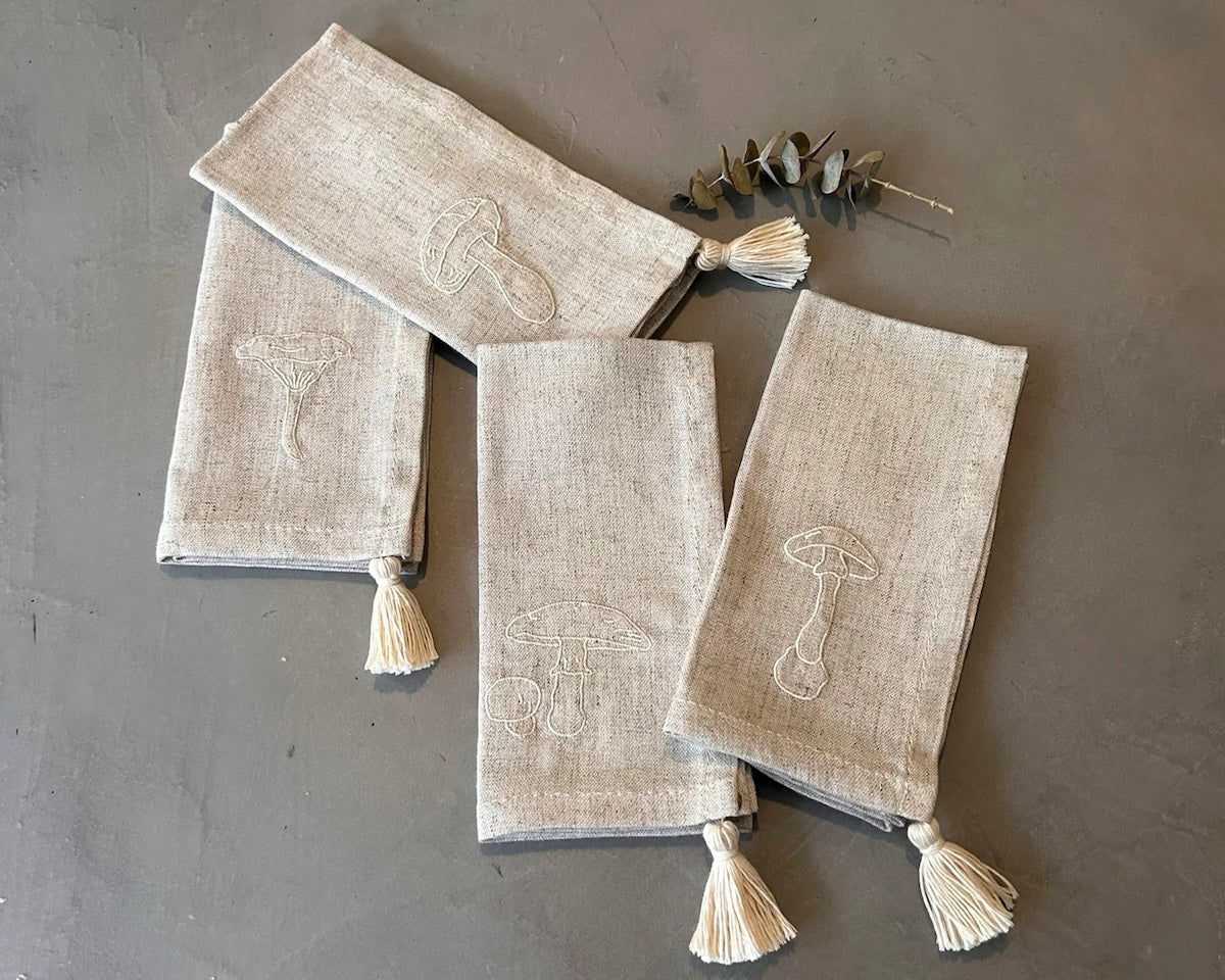 Mushroom Cloth Napkins - Set of 6 - EVAMAIA