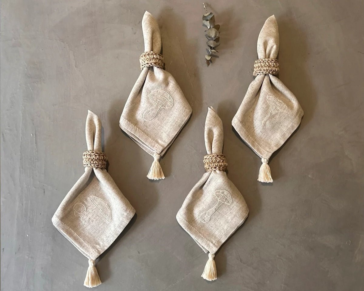 Mushroom Cloth Napkins - Set of 6 - EVAMAIA
