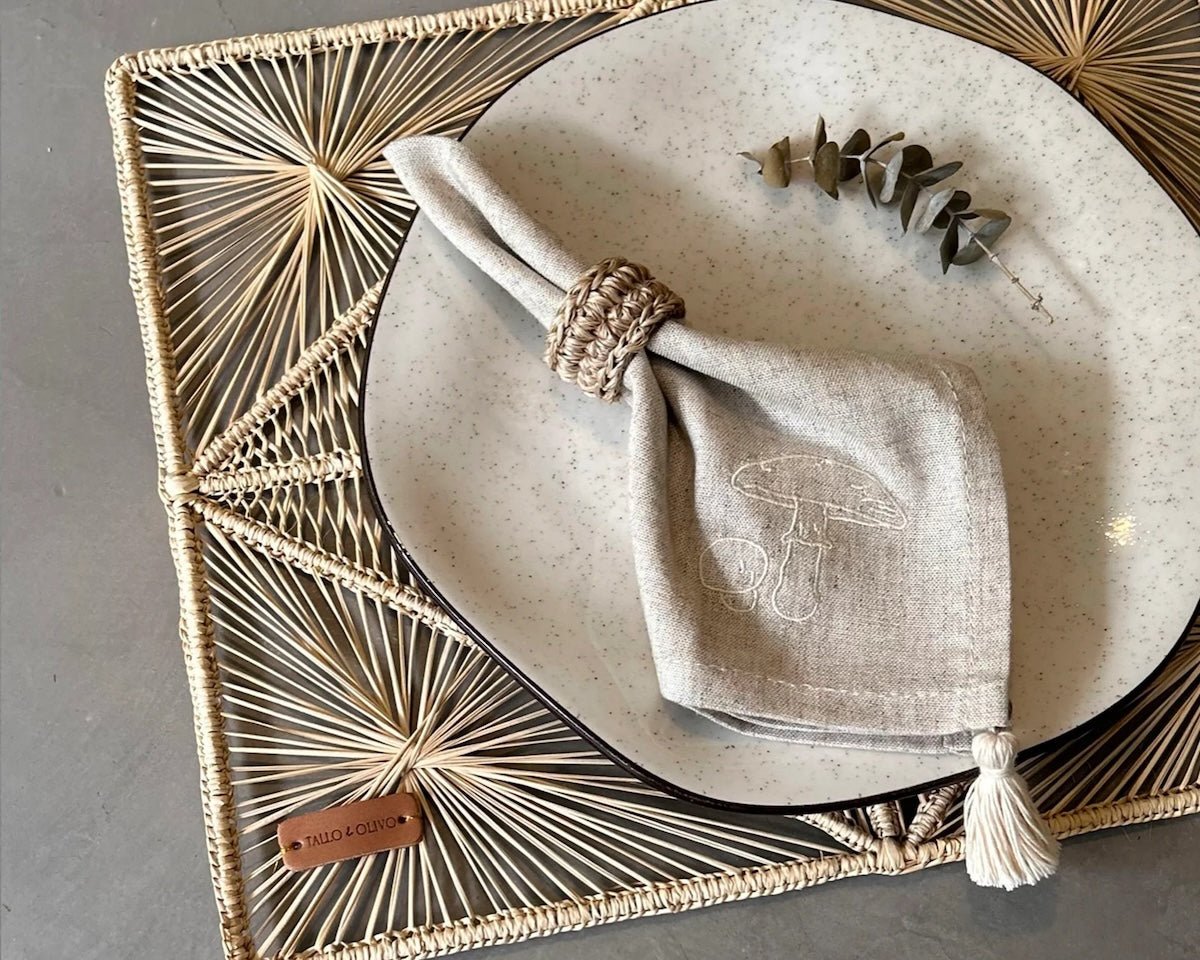 Mushroom Cloth Napkins - Set of 6 - EVAMAIA