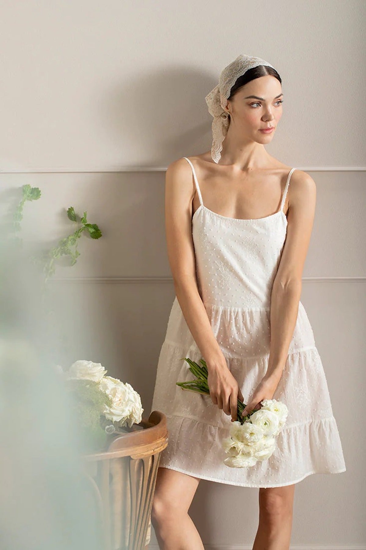 Nightgown with Embroidery Detail - EVAMAIA