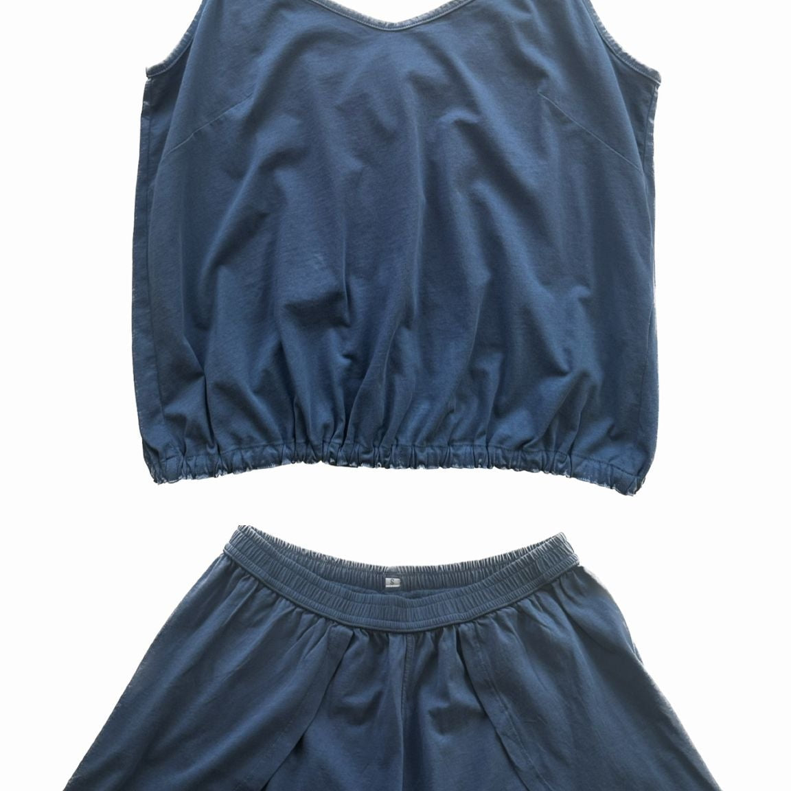 Open Back Cami and Tulip Short PJ Set in Sailor Blue - EVAMAIA