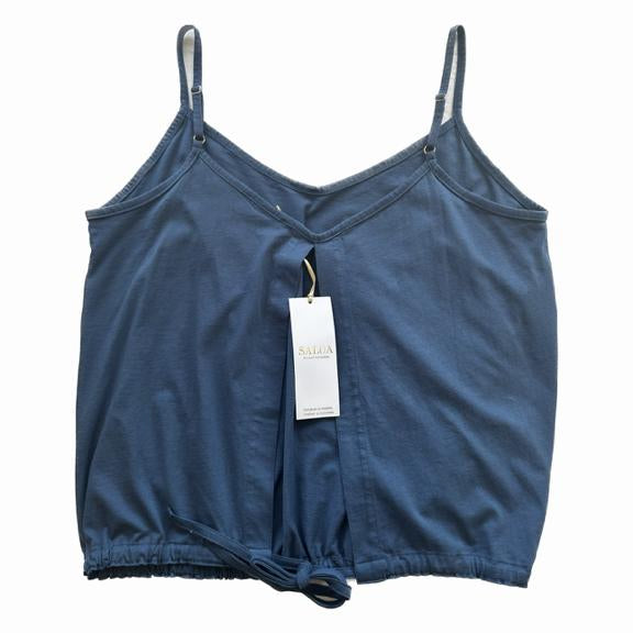 Open Back Cami and Tulip Short PJ Set in Sailor Blue - EVAMAIA